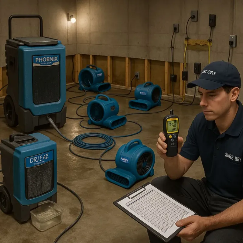 Structural Drying and Dehumidification process in De Soto, MO